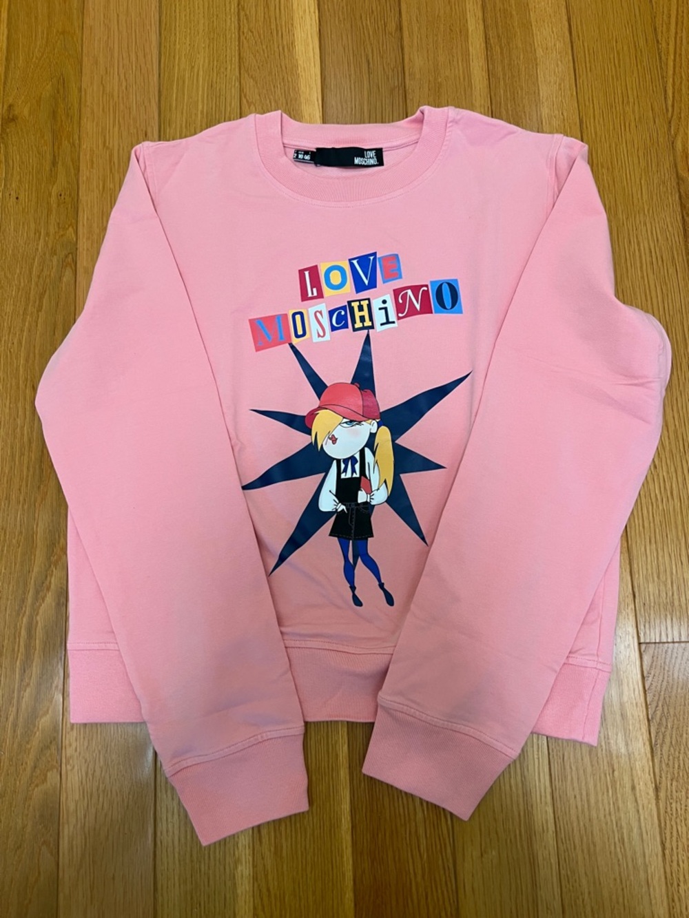 Love Moschino Pink Graphic Sweatshirt with Cartoon Star Design